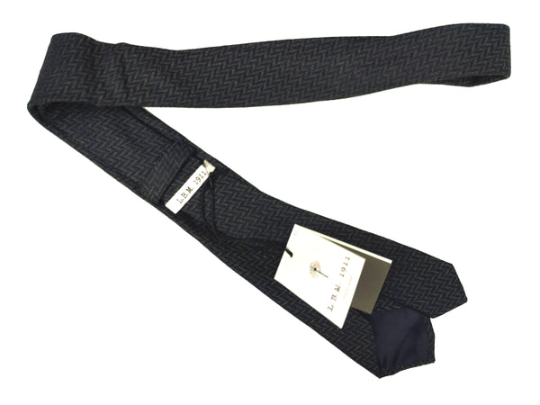 LBM 1911 Tie, Navy/grey weave 7cm Silk/Wool