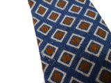 Luigi Bianchi Tie Irregular, Blue with rust geometric 7cm Wool