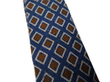 Luigi Bianchi Tie Irregular, Blue with rust geometric 7cm Wool