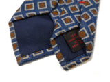 Luigi Bianchi Tie Irregular, Blue with rust geometric 7cm Wool