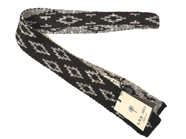 LBM 1911 Knitted Tie, Dark brown ivory diamonds 6cm Cotton