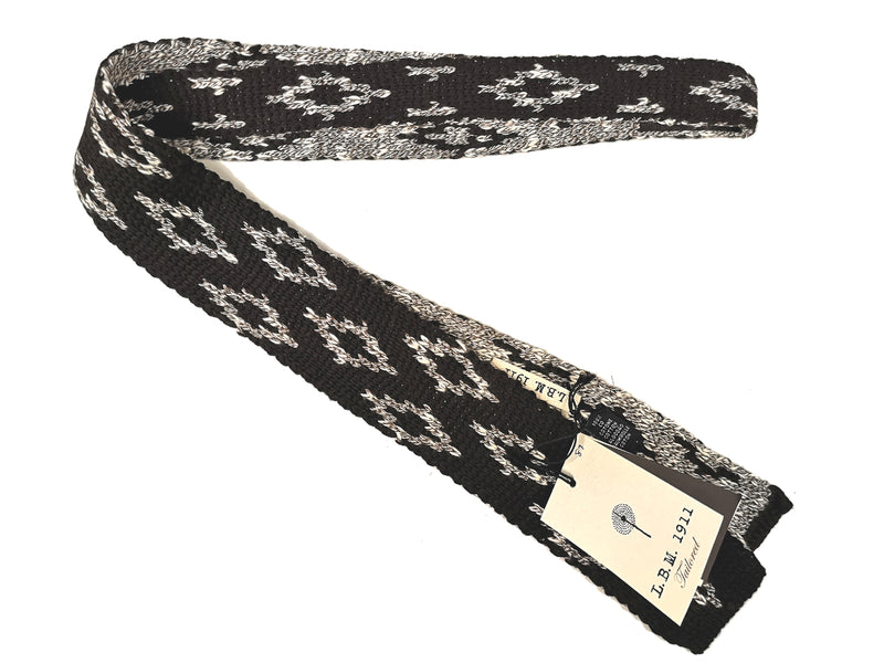 LBM 1911 Knitted Tie, Dark brown ivory diamonds 6cm Cotton