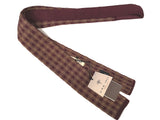 LBM 1911 Knitted Tie, Mocha/burgundy check 6cm Wool