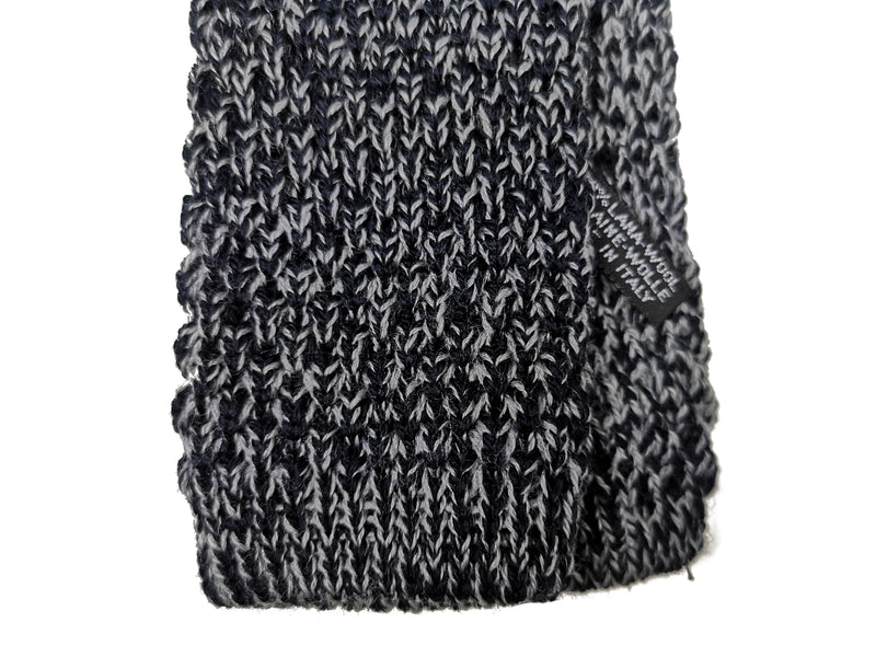 LBM 1911 Knitted Tie, Charcoal/white melange 6cm Wool