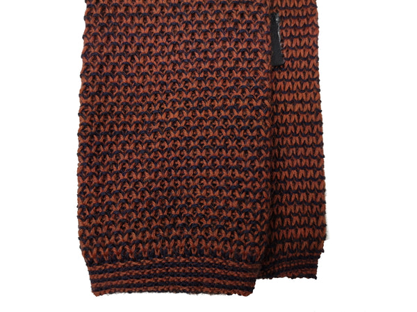LBM 1911 Knitted Tie, Rust/orange melange 6cm Wool