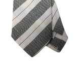 LBM 1911 Tie, Grey & white stripes 7cm Cotton/Silk