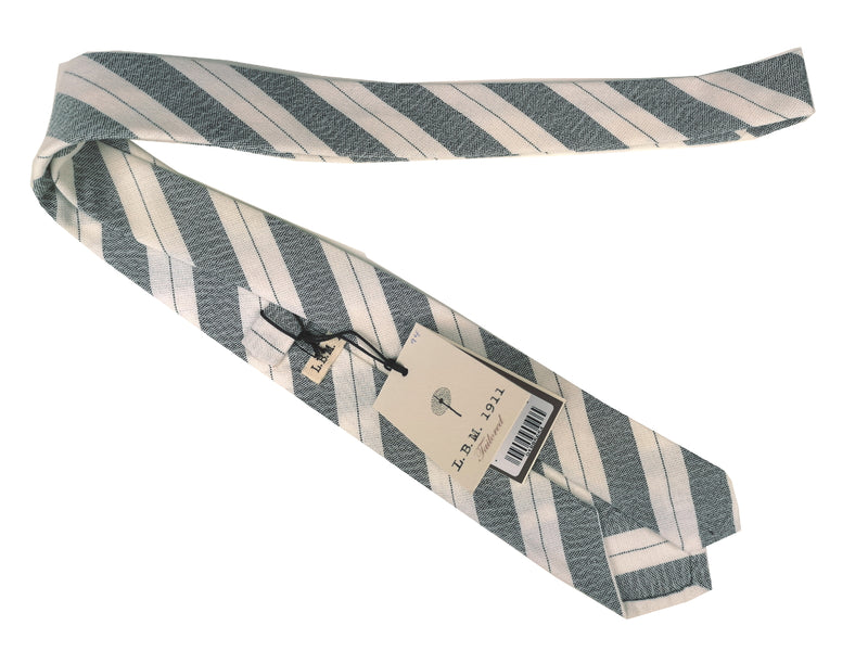 LBM 1911 Tie, Grey & white stripes 7cm Cotton/Silk