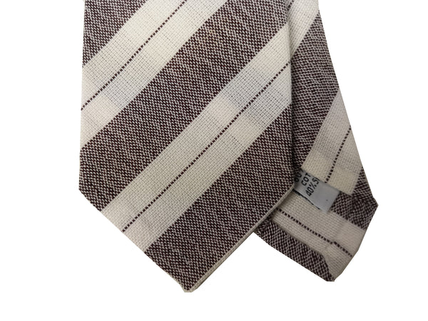 LBM 1911 Tie, Brown & white stripes 7cm Cotton/Silk