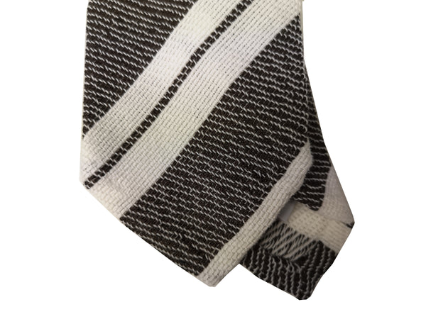 LBM 1911 Tie, Black & white stripes 7cm Cotton/Silk