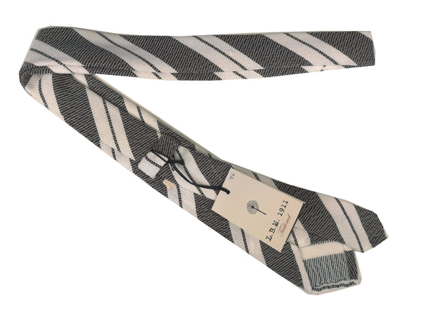 LBM 1911 Tie, Black & white stripes 7cm Cotton/Silk