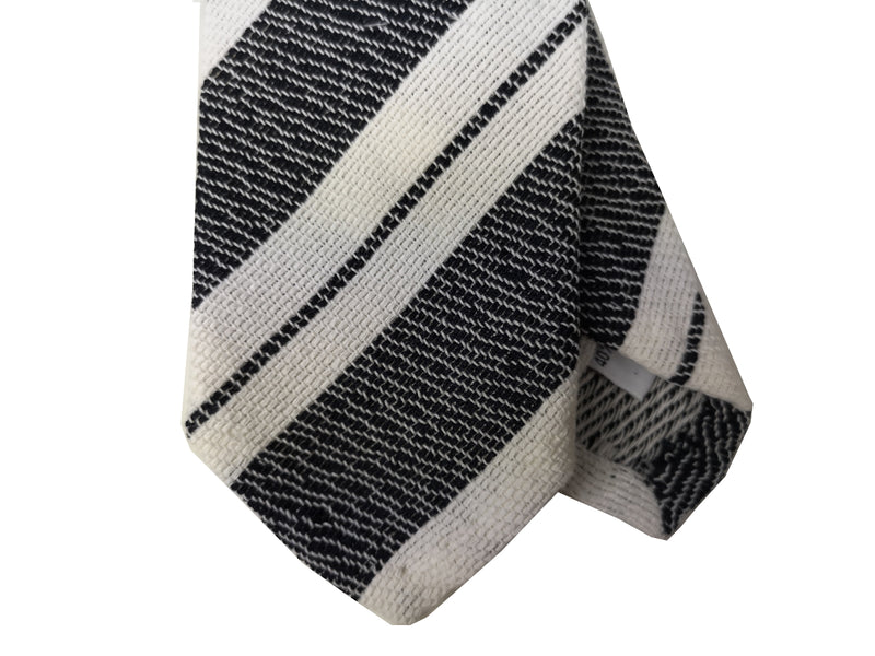 LBM 1911 Tie, Midnight & white stripes 7cm Cotton/Silk