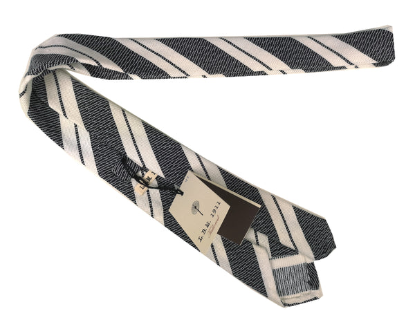 LBM 1911 Tie, Midnight & white stripes 7cm Cotton/Silk
