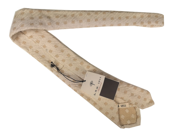 LBM 1911 Tie, Beige geometric pattern 7cm Cotton/Nylon