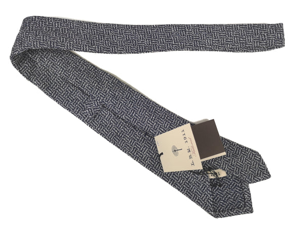 LBM 1911 Tie, Navy & ivory maze weave 7cm Cotton/Nylon