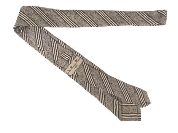 Luigi Bianchi Tie, Grey with ivory stripes 7cm Cotton/Silk blend