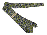 Luigi Bianchi Tie, Spring green blue paisleys Pure silk
