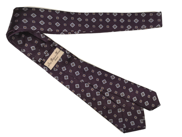 Luigi Bianchi Tie, Plum geometric pattern Pure silk