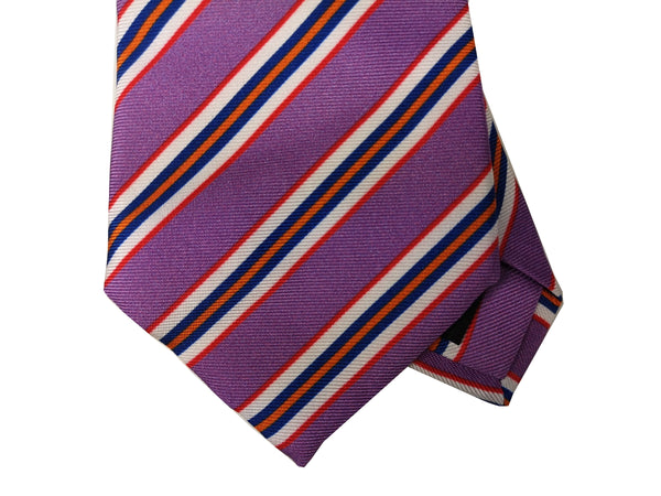 Luigi Bianchi Tie, Violet striped Pure silk