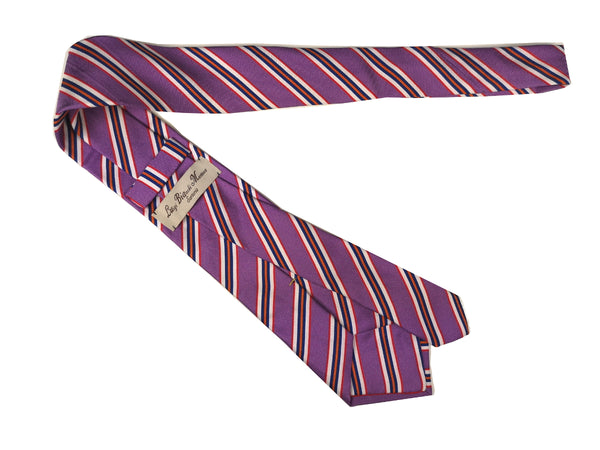 Luigi Bianchi Tie, Violet striped Pure silk