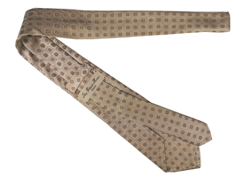 Luigi Bianchi Tie, Beige geometric pattern Pure silk