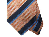 Luigi Bianchi Tie, Peach with blue stripes Pure silk