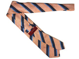 Luigi Bianchi Tie, Peach with blue stripes Pure silk