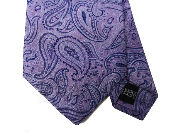 Luigi Bianchi Tie, Purple paisley jacquard Pure silk
