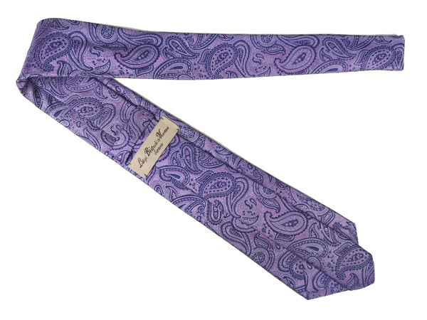 Luigi Bianchi Tie, Purple paisley jacquard Pure silk