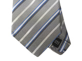 Luigi Bianchi Tie, Silver grey striped Pure silk