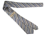 Luigi Bianchi Tie, Silver grey striped Pure silk