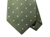 Luigi Bianchi Tie, Woven green geometric pattern Pure silk