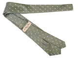 Luigi Bianchi Tie, Woven green geometric pattern Pure silk