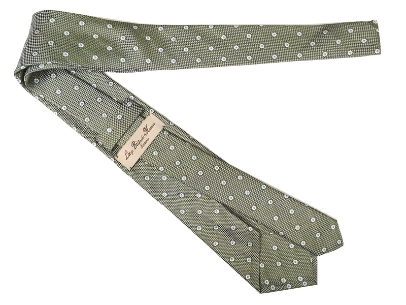 Luigi Bianchi Tie, Woven green geometric pattern Pure silk