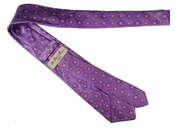 Luigi Bianchi Tie, Purple medallion jacquard Pure silk