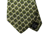 Luigi Bianchi Tie, Pale yellow green clovers Silk/Cotton