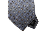 Luigi Bianchi Tie, Soft blue navy paisleys Silk/Linen