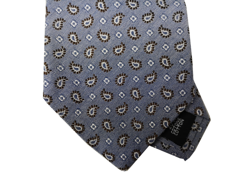 Luigi Bianchi Tie, Soft blue navy paisleys Silk/Linen