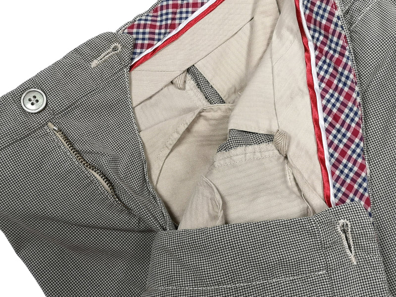 LBM 1911 Trousers 34, Grey micro check Flat front Tailored fit Cotton/Poliamid
