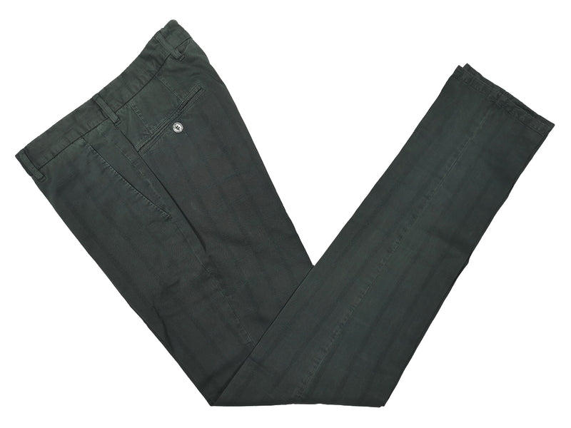 LBM 1911 Trousers 31/32, Hunter green plaid Flat front Slim fit Cotton/Polyamide