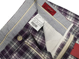 Luigi Bianchi  Trousers 34, Purple/White plaid 5 Pocket Tailored fit Linen/Cotton