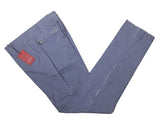 Luigi Bianchi  Trousers 32, Blue/White micro check Flat front Tailored fit Cotton/Elastane