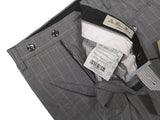 Luigi Bianchi  Trousers 34, Grey check with blue Flat front Tailored fit Cotton Blend