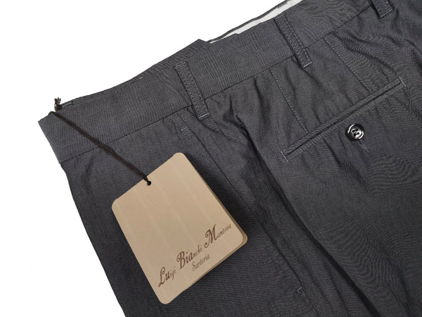 Luigi Bianchi  Trousers 36, Dark blue-grey Flat front Tailored fit Cotton Blend