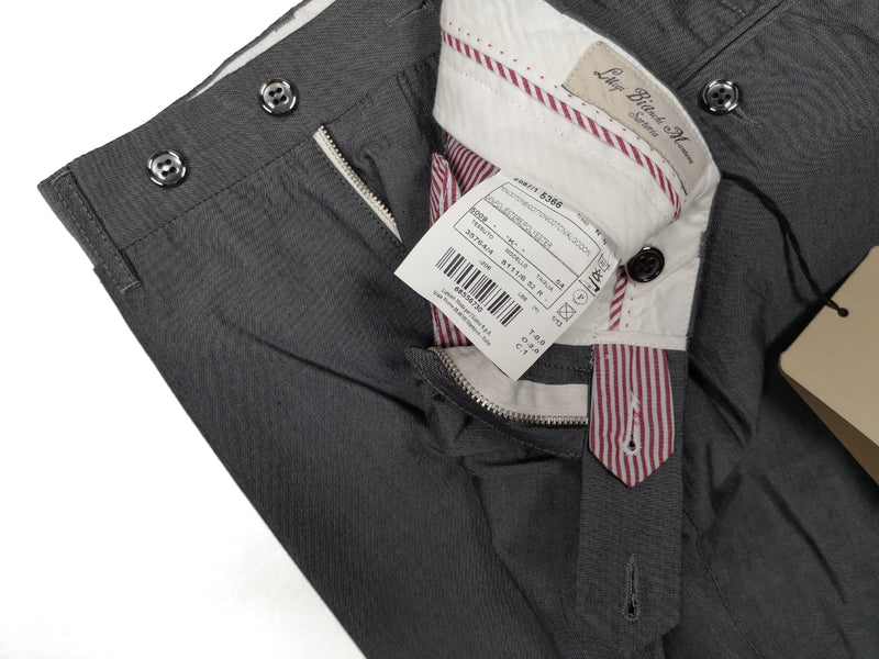 Luigi Bianchi  Trousers 36, Dark blue-grey Flat front Tailored fit Cotton Blend