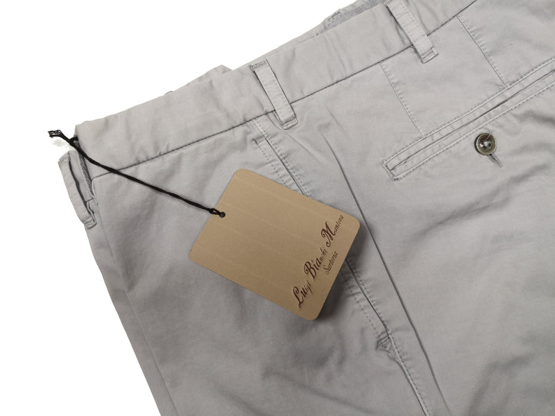 Luigi Bianchi  Trousers 36, Grey Flat front Tailored fit Pure Cotton