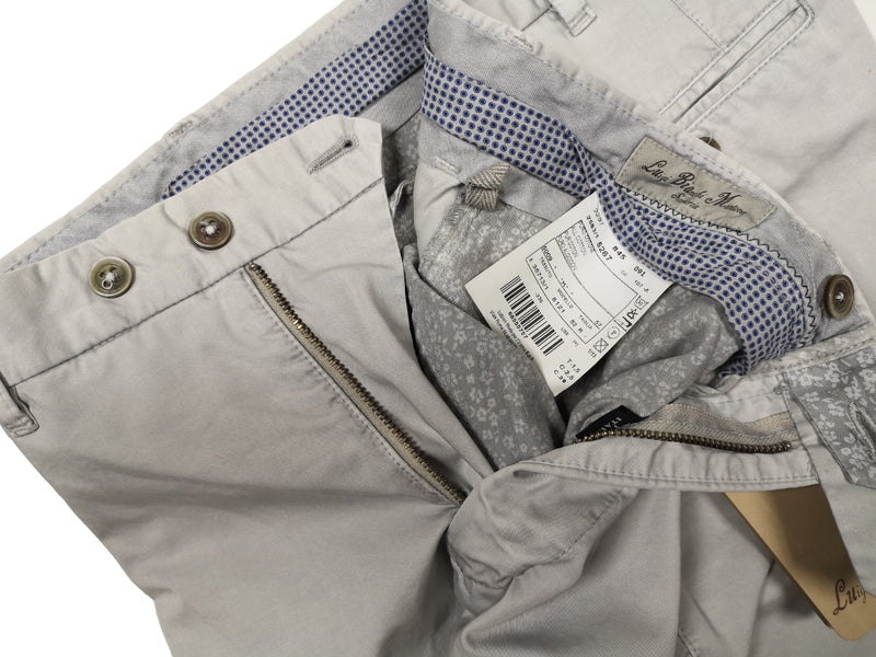 Luigi Bianchi  Trousers 36, Grey Flat front Tailored fit Pure Cotton