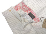 LBM 1911 Trousers 34, Vanilla with grey stripes Flat front Tailored fit Linen/Cotton