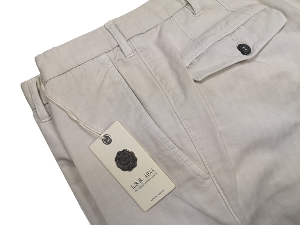 LBM 1911 Trousers 36, Stone beige herringbone Flat front Tailored fit Cotton/Linen