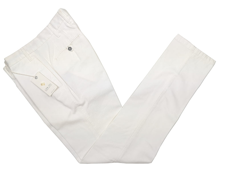 LBM 1911 Trousers 32, White Flat front Tailored fit Cotton