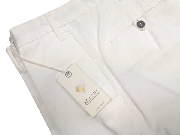 LBM 1911 Trousers 32, White Flat front Tailored fit Cotton